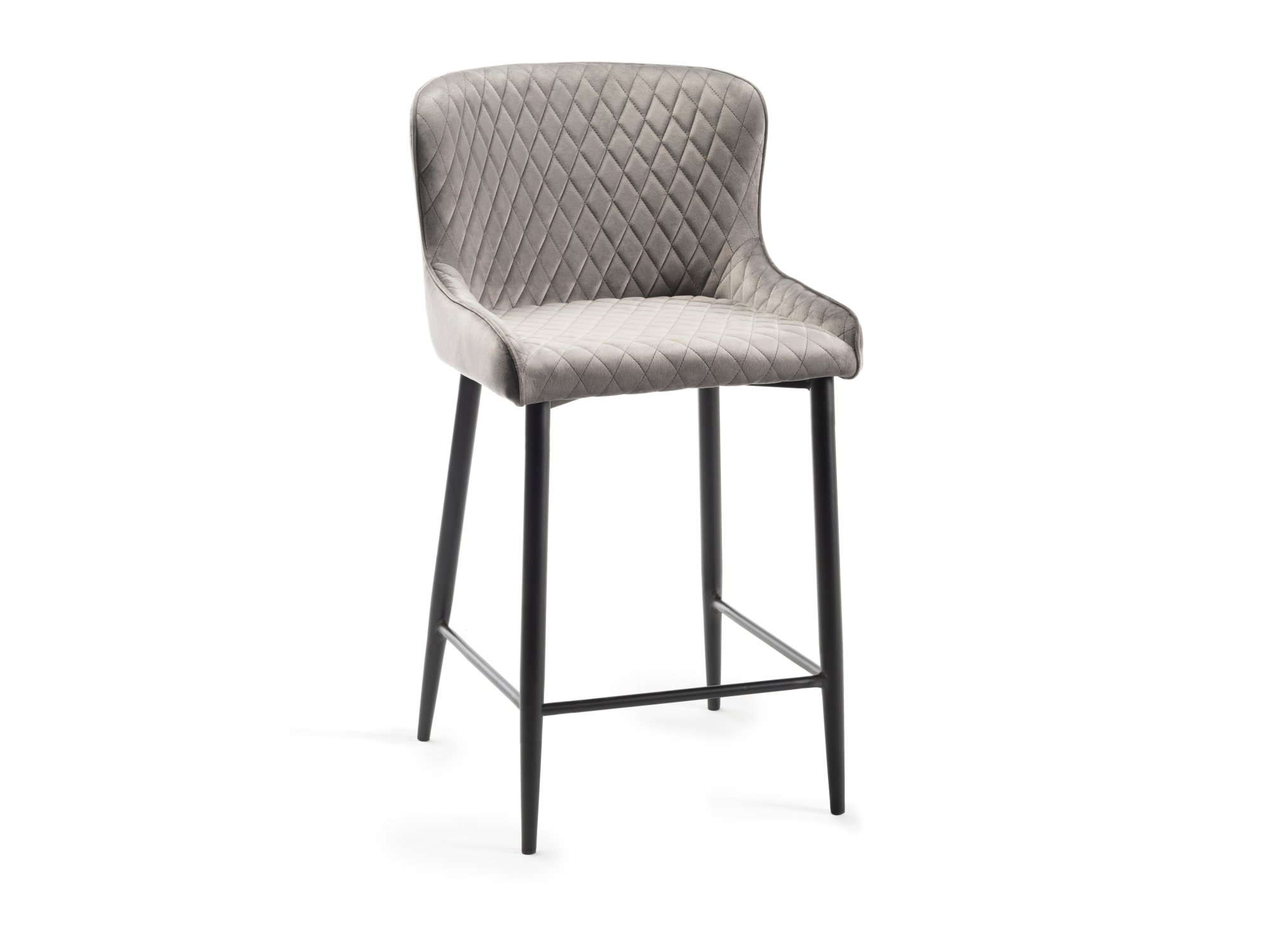 Cezanne - Bar Stool in Light Grey Velvet (Pair)