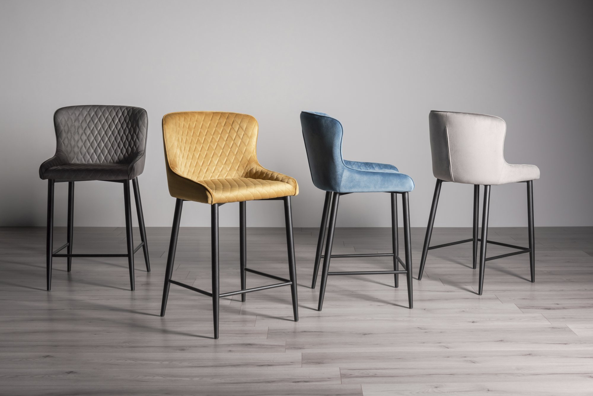 Cezanne - Bar Stool in Light Grey Velvet (Pair)