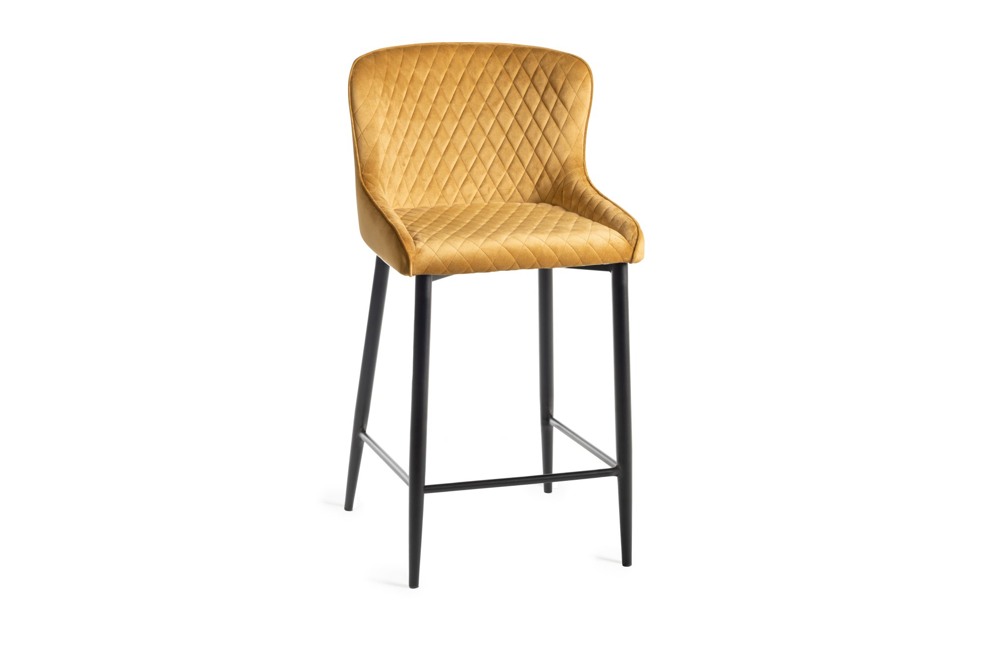 Cezanne - Bar Stool in Mustard Velvet (Pair)