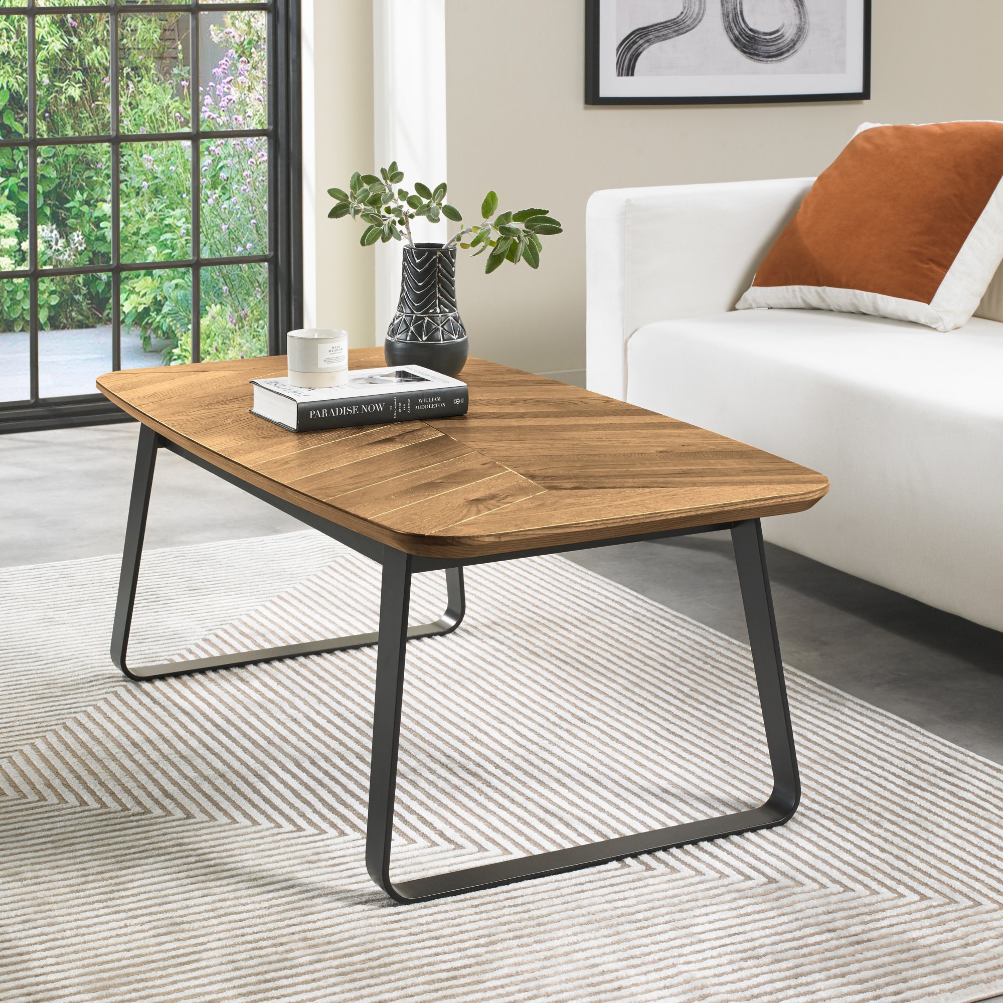 Castello Rustic Oak & Peppercorn Rectangular Coffee Table