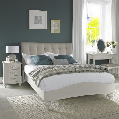 Miller Soft Grey Uph Bedstead Vertical Stitch Pebble Grey Fabric King 150cm