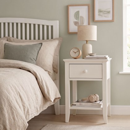 Palmer - White 1 Drawer Bedside Table Palmer - White 1 Drawer Bedside Table