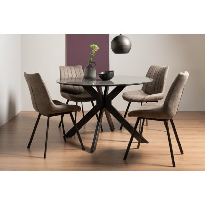 4 Seater Circular Dining Set, Black Circular Dining Table And Chairs
