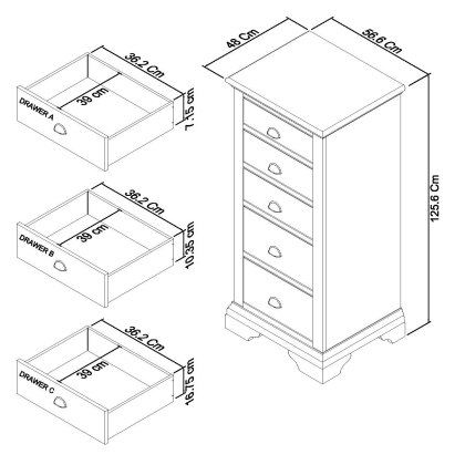 Colman Soft Grey & Pale Oak 5 Drawer Tall Chest