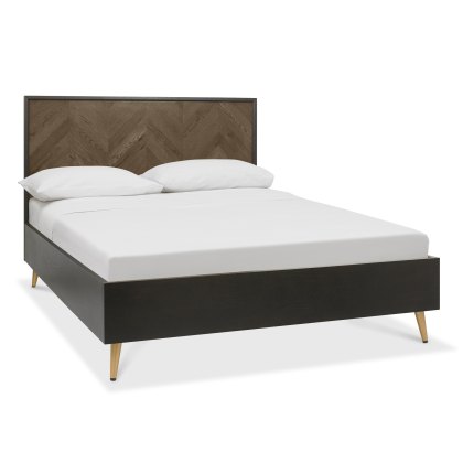 Morreto Fumed Oak & Peppercorn Panel Bedstead King 150cm