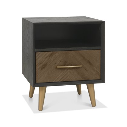 Morreto Fumed Oak & Peppercorn 1 Drawer Nightstand