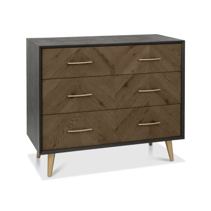 Morreto Fumed Oak & Peppercorn 3 Drawer Chest