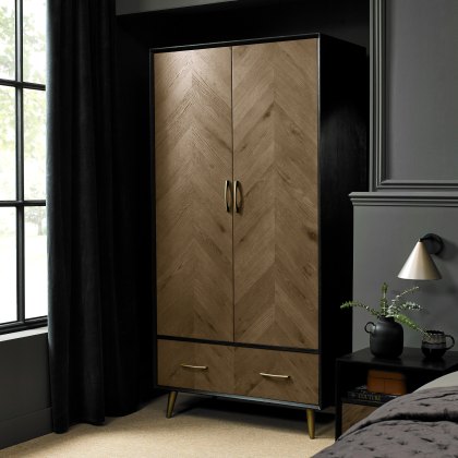 Morreto Fumed Oak & Peppercorn Double Wardrobe