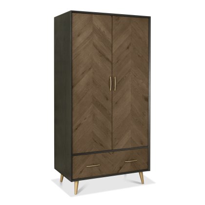 Morreto Fumed Oak & Peppercorn Double Wardrobe