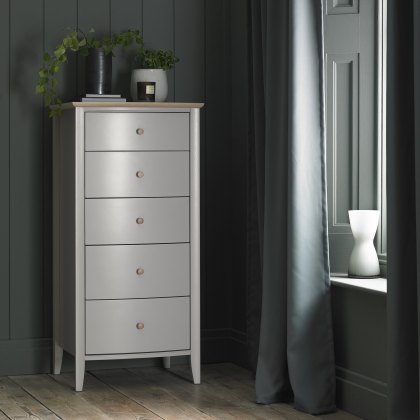 Larsen Scandi Oak & Warm Grey 5 Drawer Chest