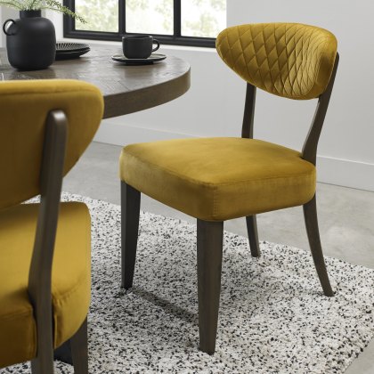 Bosco Fumed Oak Chair in Mustard Velvet Fabric