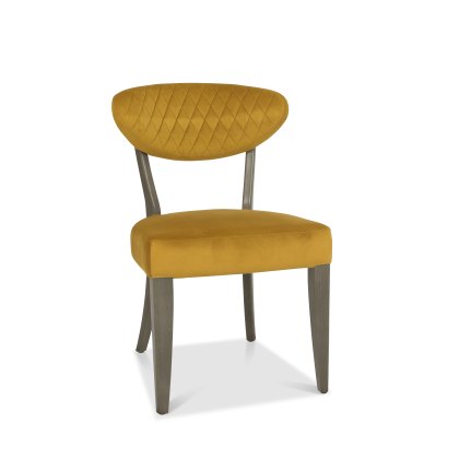Bosco Fumed Oak Chair in Mustard Velvet Fabric
