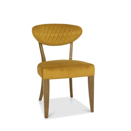 Bosco Rustic Oak Chair in Mustard Velvet Fabric