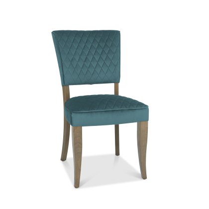 Constable Fumed Oak Chairs in Azure Velvet Fabric