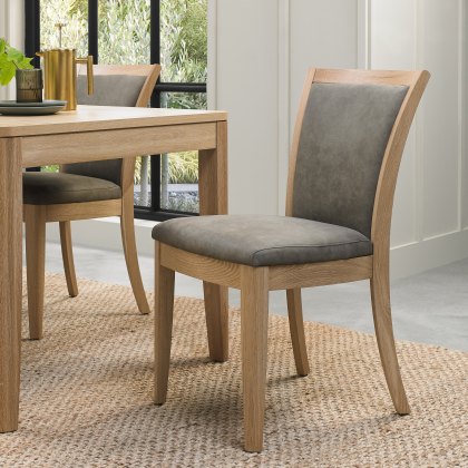 Rushbury Oak Upholstered Chair in a Mocha Fabric (Pair)