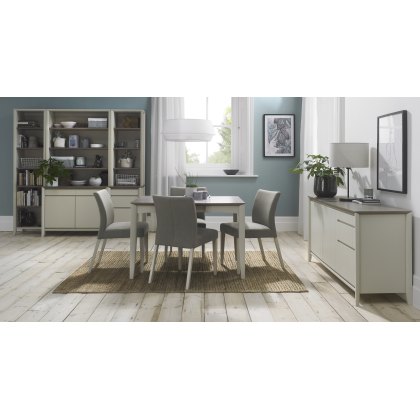 Jasper Grey Washed Oak 2-4 Seater Table & 4 Chairs in Titanium Fabric