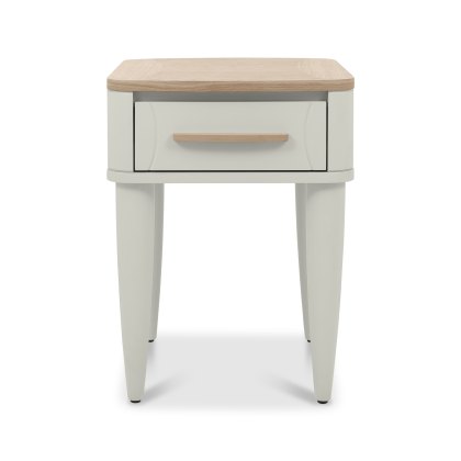 Norman Scandi Oak & Soft Grey Lamp Table with Drawer