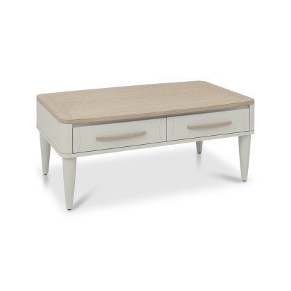 Norman Scandi Oak & Soft Grey Coffee Table with Drawer