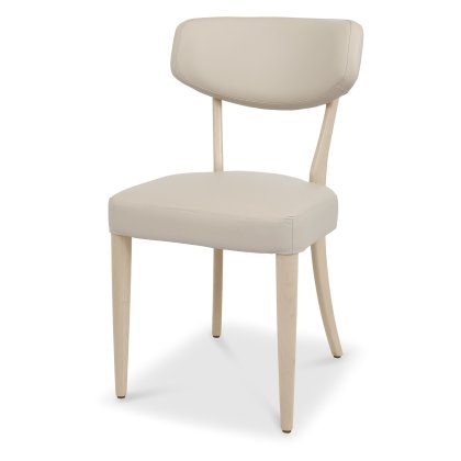 Norman - Scandi Oak Dining Chair in Ivory Bonded Leather (Pair)