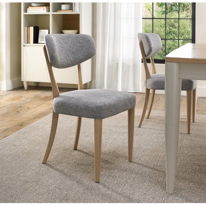 Norman Scandi Oak Upholstered Chairs in Grey Fabric