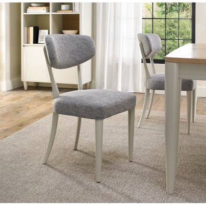 Norman Soft Grey Upholstered Chairs in Grey Fabric