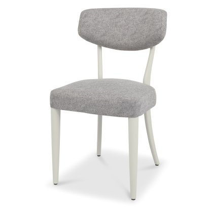 Norman - Soft Grey Dining Chair in Grey Fabric (Pair)