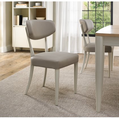 Norman Soft Grey Upholstered Chairs in Grey Bonded Leather