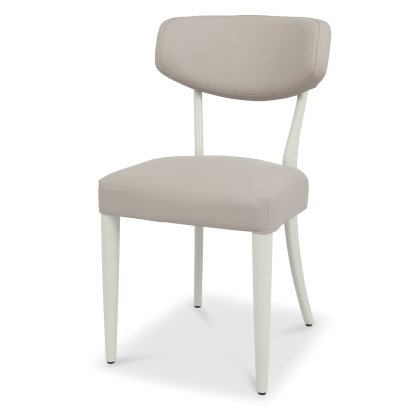 Norman - Soft Grey Dining Chair in Grey Bonded Leather (Pair)