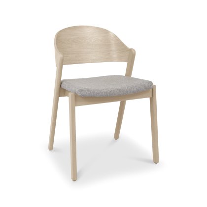 Astra Scandi Oak Ply Back Chair in Grey Fabric