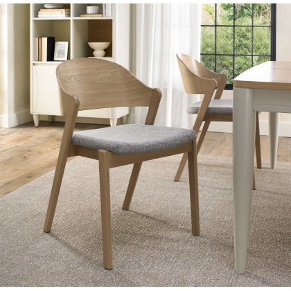 Astra Scandi Oak Ply Back Chair in Grey Fabric