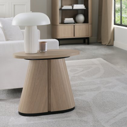 Astra Scandi Oak & Peppercorn Oval Lamp Table