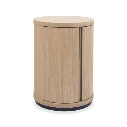Astra Scandi Oak & Peppercorn Round Lamp Table