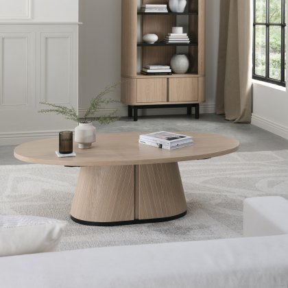 Astra Scandi Oak & Peppercorn Oval Coffee Table