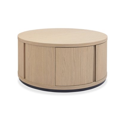 Astra Scandi Oak & Peppercorn Round Coffee Table