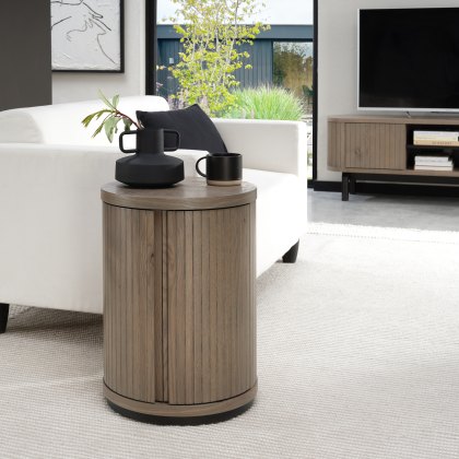 Astra Grey Oiled Oak & Peppercorn Round Lamp Table