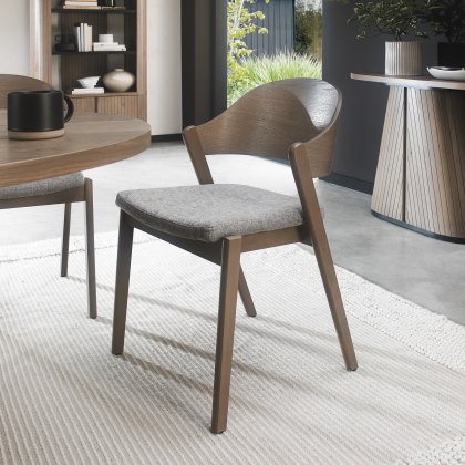 Astra Grey Oiled Oak Ply Back Chair in Grey Fabric