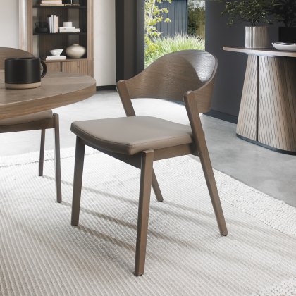 Astra Grey Oiled Oak Ply Back Chair in Grey Bonded Leather