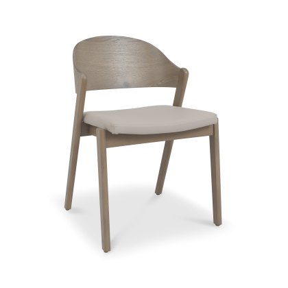 Astra Grey Oiled Oak Ply Back Chair in Grey Bonded Leather