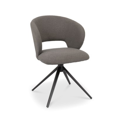 Stella 360° Self Returning Swivel Chair in a Grey Boucle Fabric with Black Legs