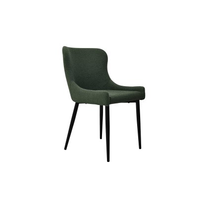 Rubens Green Boucle Fabric Chairs with Black Legs