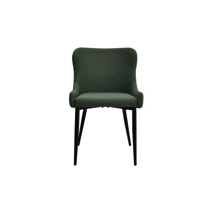 Rubens Green Boucle Fabric Chairs with Black Legs