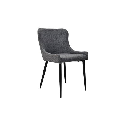 Rubens Grey Boucle Fabric Chair with Black Legs
