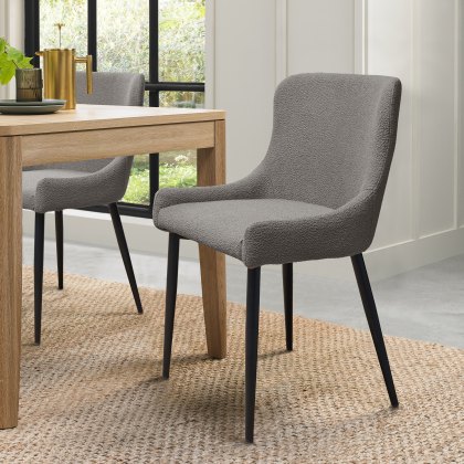 Rubens Grey Boucle Fabric Chair with Black Legs