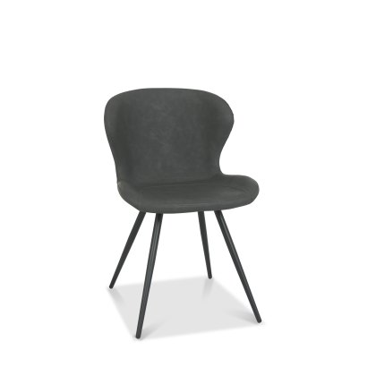 Arlo Dark Grey Faux Leather Chair with Black Legs (Pair)