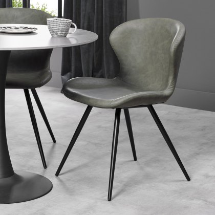Arlo Olive Vintage Faux Leather Chair with Black Legs