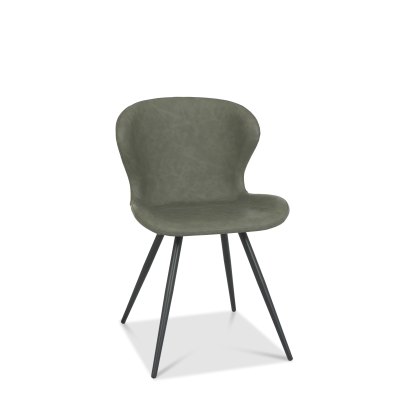 Arlo Olive Vintage Faux Leather Chair with Black Legs