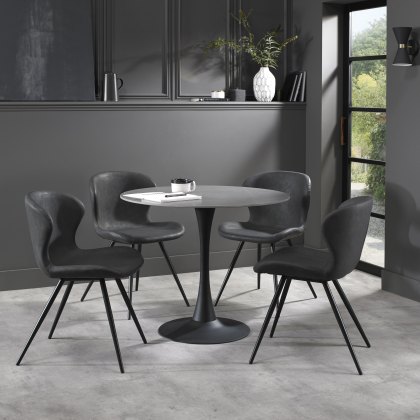 Mason Matt Grey Ceramic Circular Bistro Table With Black Base