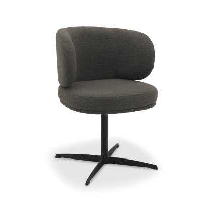 Marcel - 360° Swivel Chair in a Brown Boucle Fabric with Black Legs