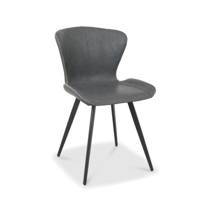 Garcia Dark Grey Vintage Faux Leather Chair with Black Legs (Pair)