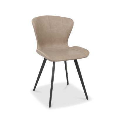 Garcia Stone Vintage Faux Leather Chair with Black Legs (Pair)